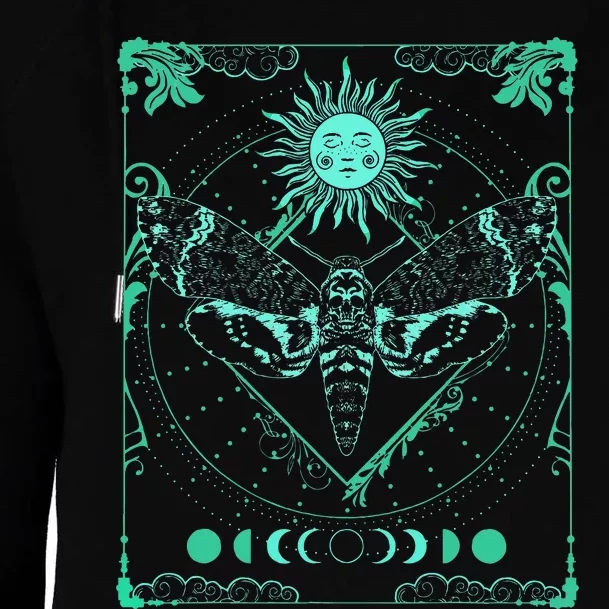 Tarot Card Death Moth Moon And Sun Gothic Womens Funnel Neck Pullover Hood