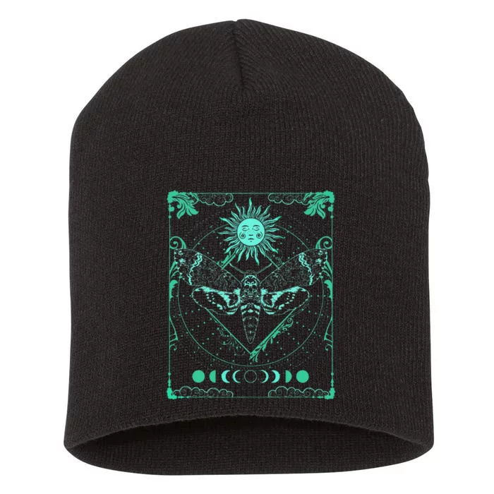 Tarot Card Death Moth Moon And Sun Gothic Short Acrylic Beanie