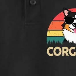 Tricolor Corgi Dad Father Day Gift For Lovers Funny Men Dry Zone Grid Performance Polo