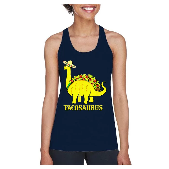 Tacosaurus Cinco De Mayo Funny Taco Dinosaur Gifts Women's Racerback Tank