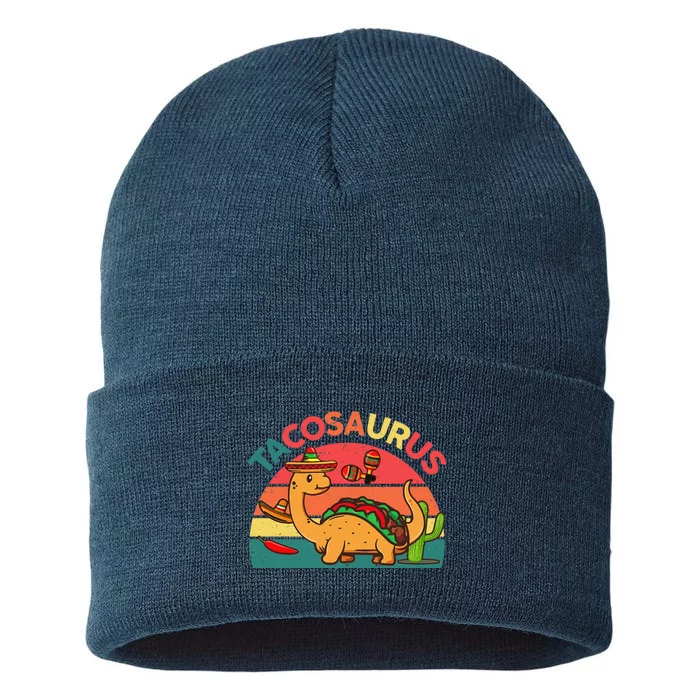 Tacosaurus Cinco De Mayo Taco Dinosaur Sustainable Knit Beanie