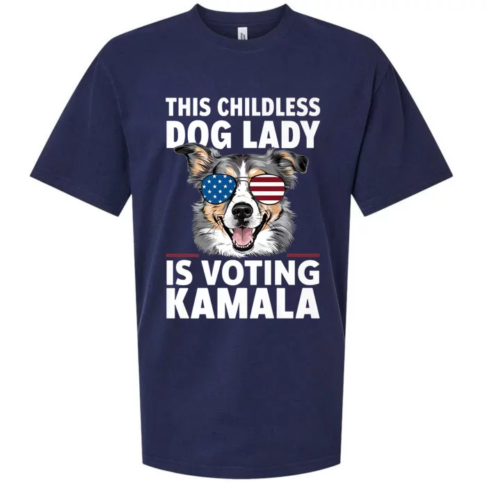 This Childless Dog Lady Is Voting Kamala Harris 2024 Sueded Cloud Jersey T-Shirt