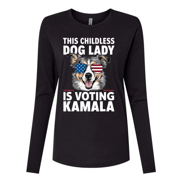 This Childless Dog Lady Is Voting Kamalaharris 2024 Womens Cotton Relaxed Long Sleeve T-Shirt