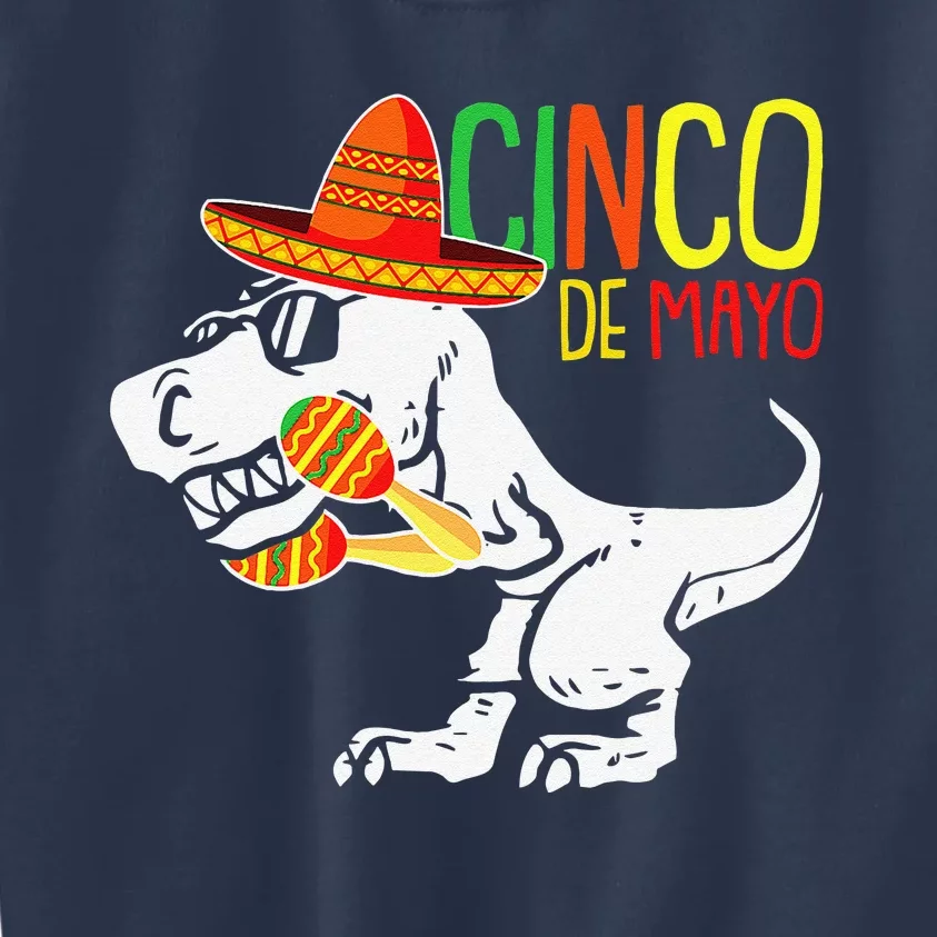 TRex Cinco De Mayo Cute Sombrero Dinosaur Mexican Party Kids Sweatshirt