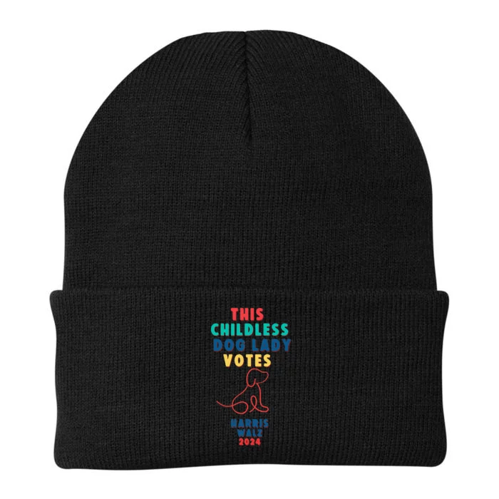 This Childless Dog Lady Votes Kamala Harris Walz Knit Cap Winter Beanie