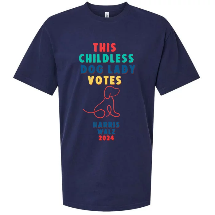 This Childless Dog Lady Votes Kamala Harris Walz Sueded Cloud Jersey T-Shirt