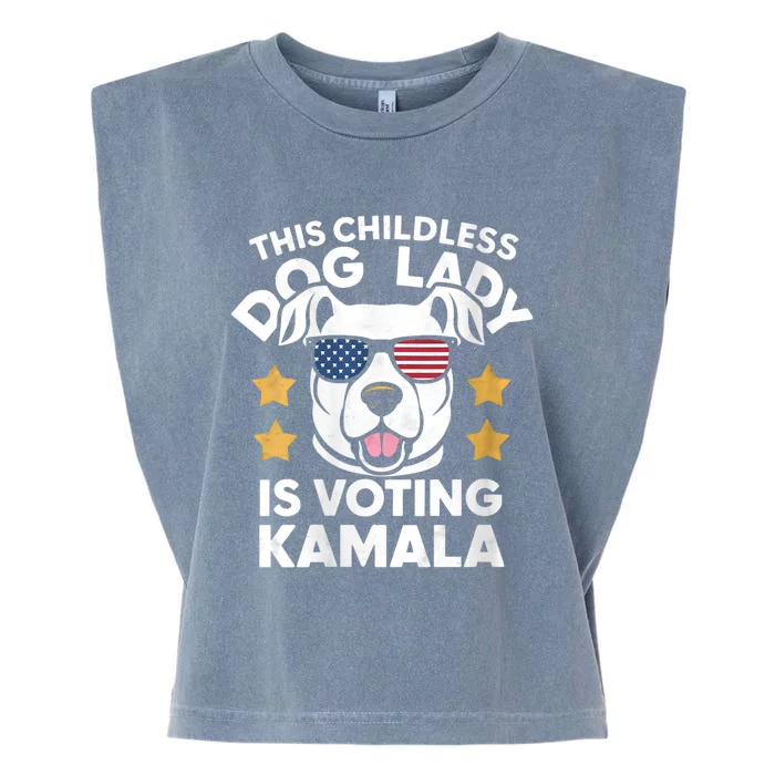 This Childless Dog Lady Ladies Is Voting Kamala Election 24 Garment-Dyed Women's Muscle Tee