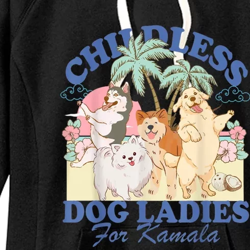 This Childless Dog Lady Is Voting Kamalaharris 2024 Women's Fleece Hoodie