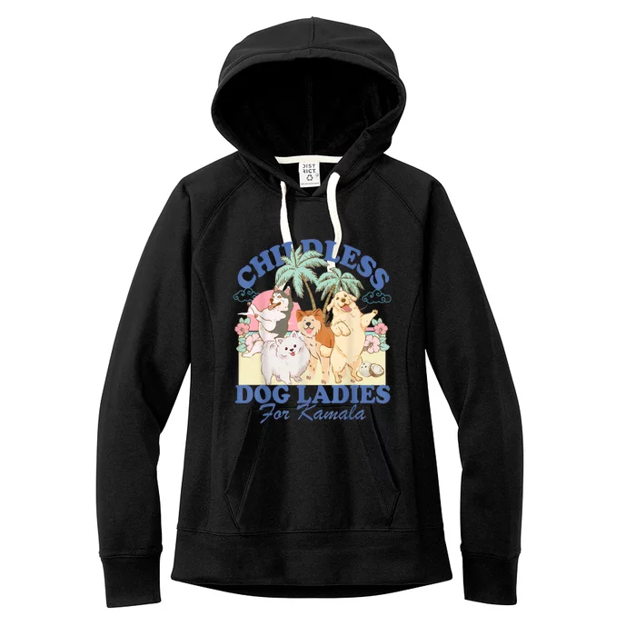 This Childless Dog Lady Is Voting Kamalaharris 2024 Women's Fleece Hoodie