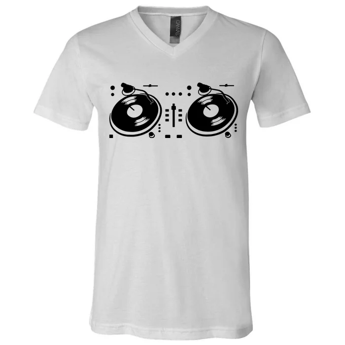 Two Channel Dj Controller Sketch V-Neck T-Shirt