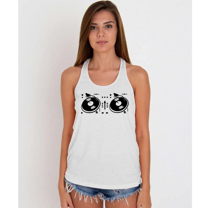 Two Channel Dj Controller Sketch Women's Knotted Racerback Tank