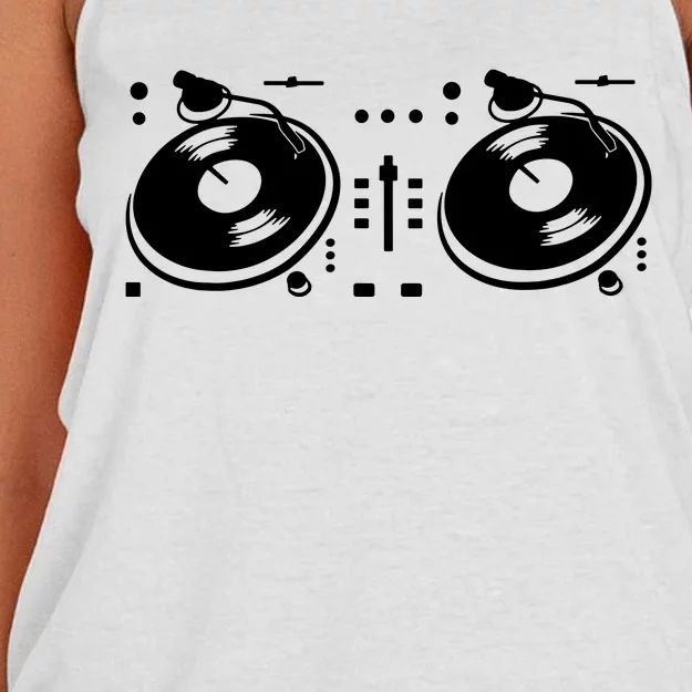 Two Channel Dj Controller Sketch Women's Knotted Racerback Tank