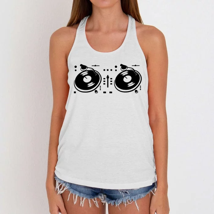 Two Channel Dj Controller Sketch Women's Knotted Racerback Tank