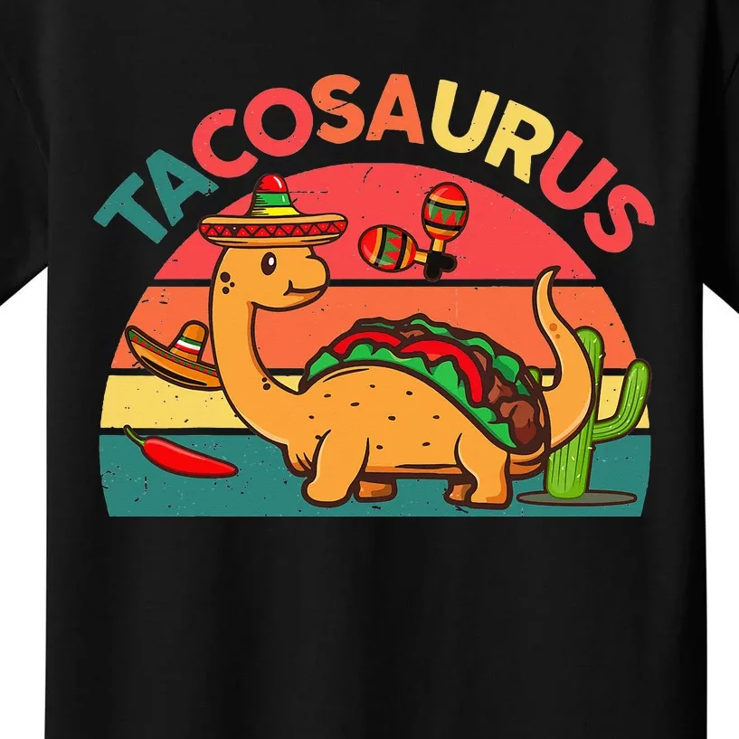 Tacosaurus Cinco De Mayo Taco Dinosaur Kids T-Shirt