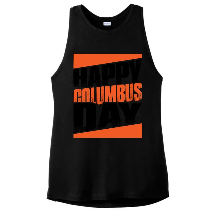 Trendy Columbus Day Celebration Graphic Ladies Tri-Blend Wicking Tank