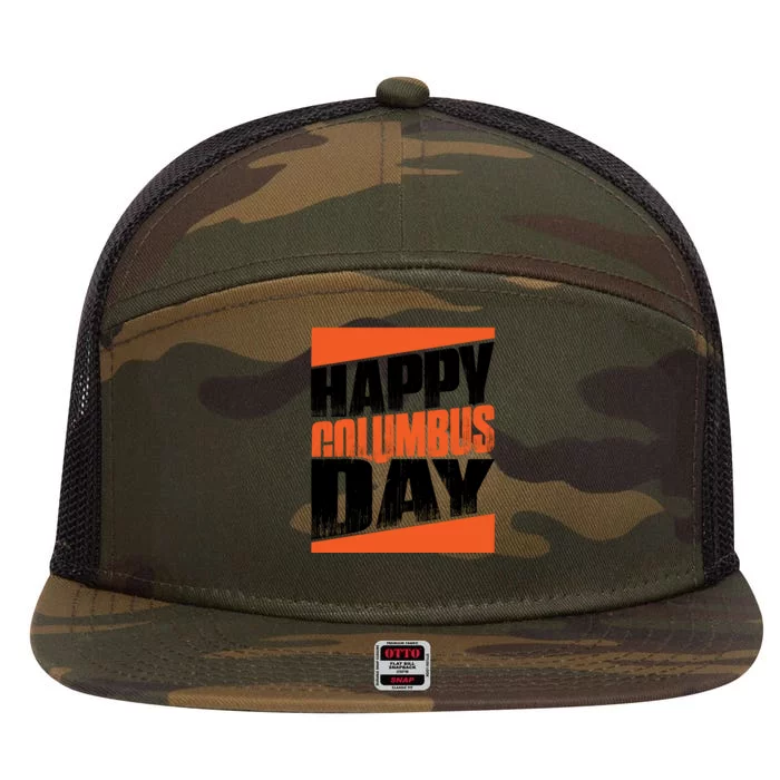 Trendy Columbus Day Celebration Graphic 7 Panel Mesh Trucker Snapback Hat