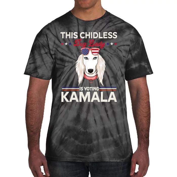 This Childless Dog Lady Is Voting Kamalaharris 2024 Tie-Dye T-Shirt