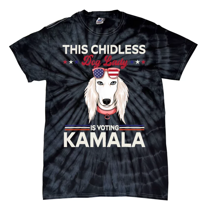 This Childless Dog Lady Is Voting Kamalaharris 2024 Tie-Dye T-Shirt