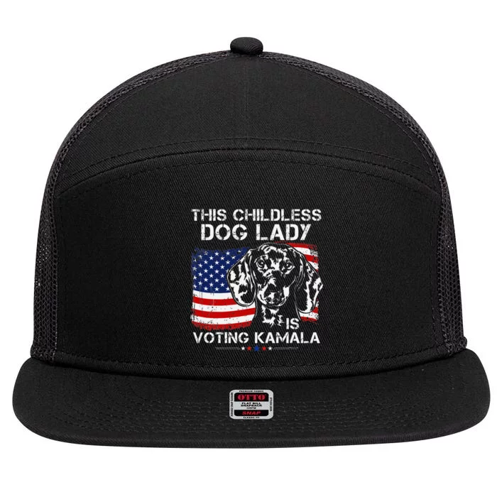 This Childless Dog Lady Is Voting Kamala Harris 2024 7 Panel Mesh Trucker Snapback Hat