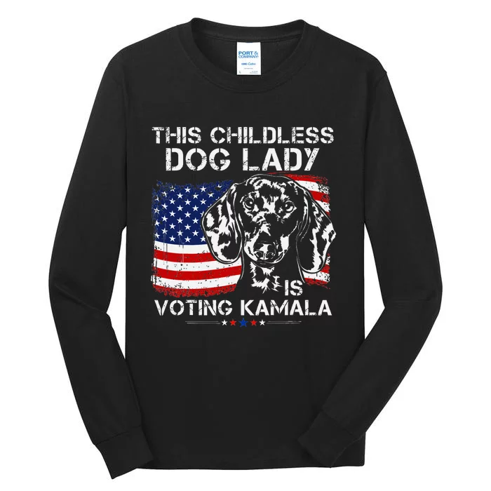 This Childless Dog Lady Is Voting Kamala Harris 2024 Tall Long Sleeve T-Shirt