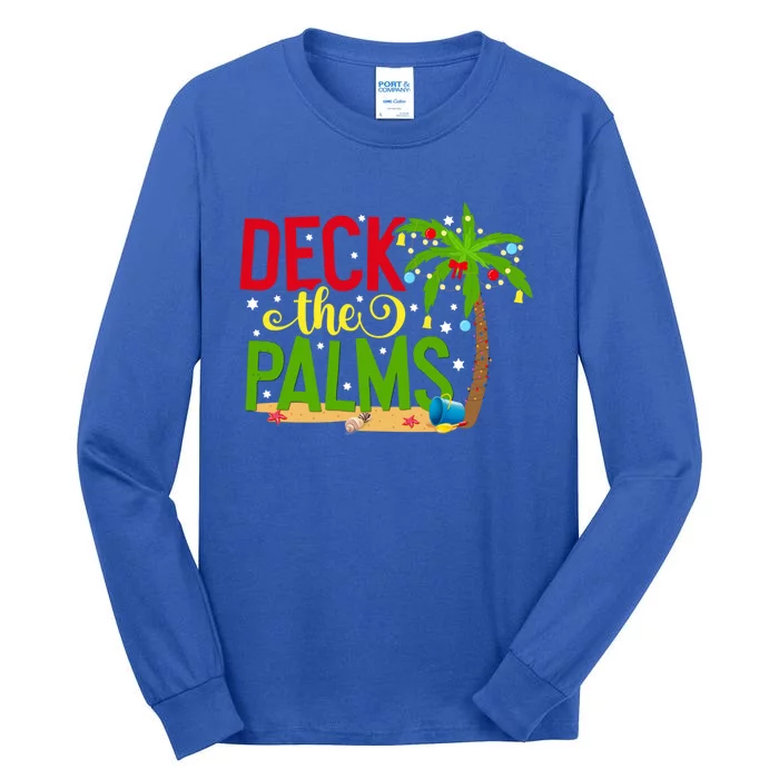 Tropical Christmas Deck The Palms Beach Travel Vacation Meaningful Gift Tall Long Sleeve T-Shirt