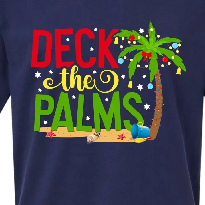 Tropical Christmas Deck The Palms Beach Travel Vacation Meaningful Gift Sueded Cloud Jersey T-Shirt