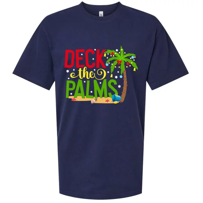 Tropical Christmas Deck The Palms Beach Travel Vacation Meaningful Gift Sueded Cloud Jersey T-Shirt