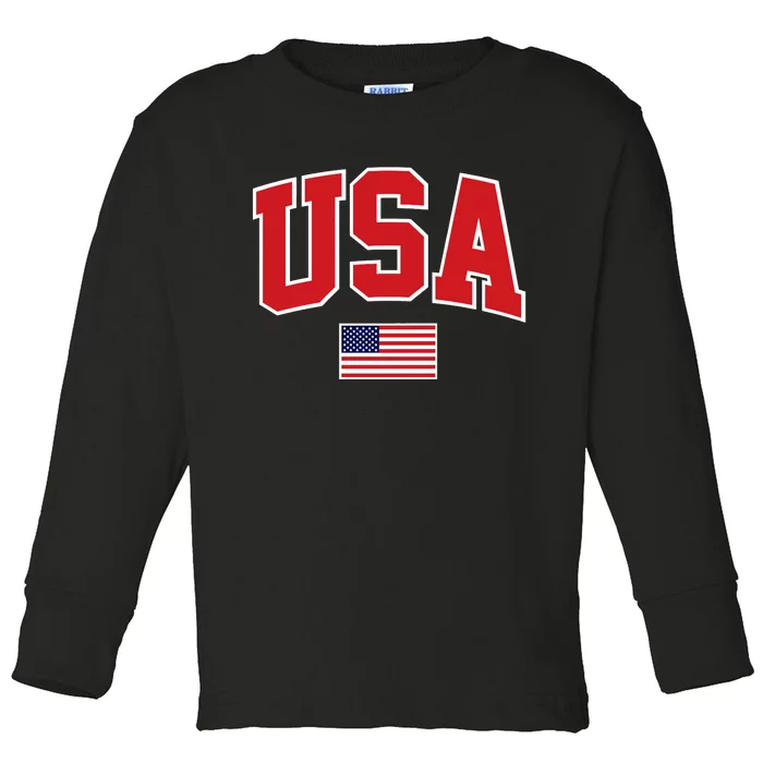 Trendy Classic Design USA Flag Premium Toddler Long Sleeve Shirt