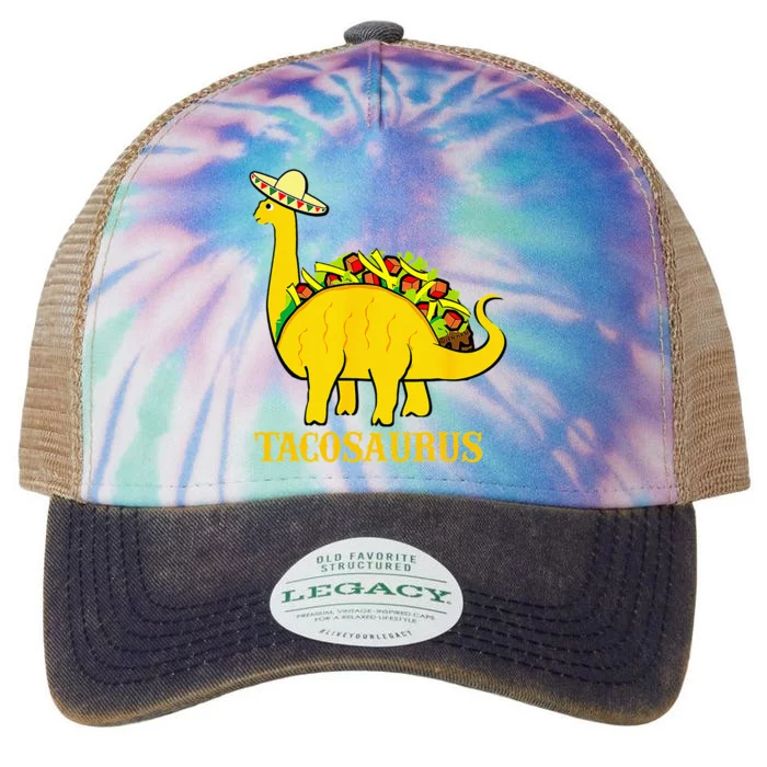 Tacosaurus Cinco de Mayo Funny Taco Dinosaur Legacy Tie Dye Trucker Hat