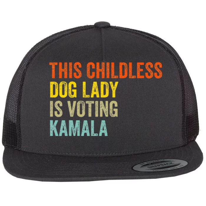 This Childless Dog Lady Is Voting Kamala Dog Lovers Funny Flat Bill Trucker Hat