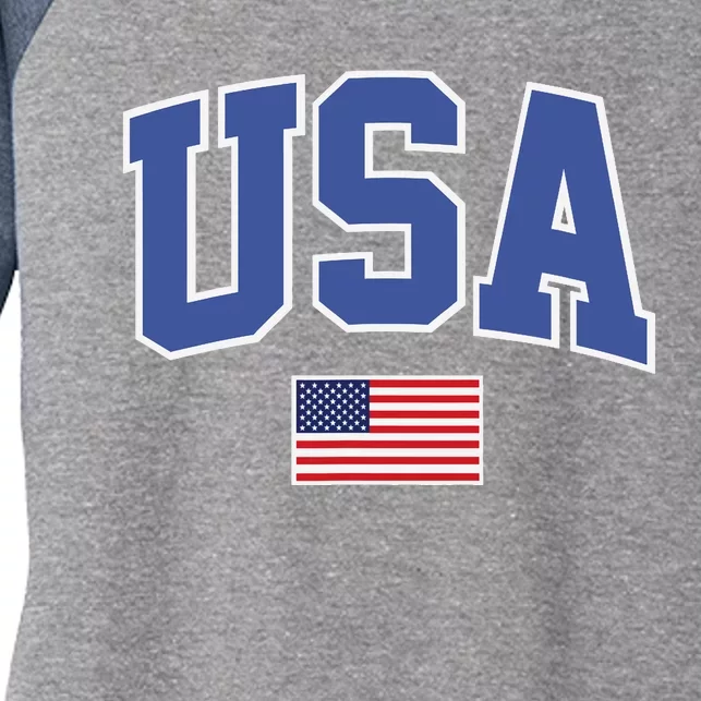 Trendy Classic Design USA Flag Alt Women's Tri-Blend 3/4-Sleeve Raglan Shirt