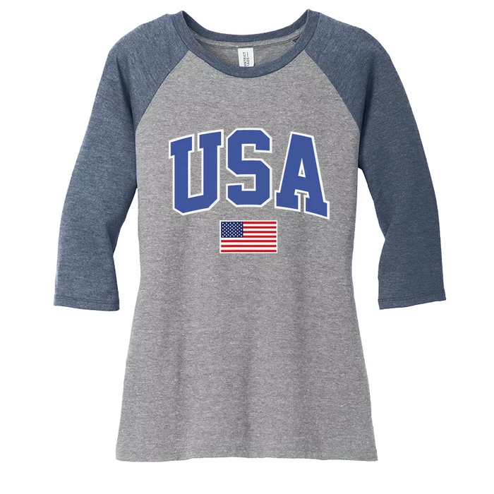 Trendy Classic Design USA Flag Alt Women's Tri-Blend 3/4-Sleeve Raglan Shirt