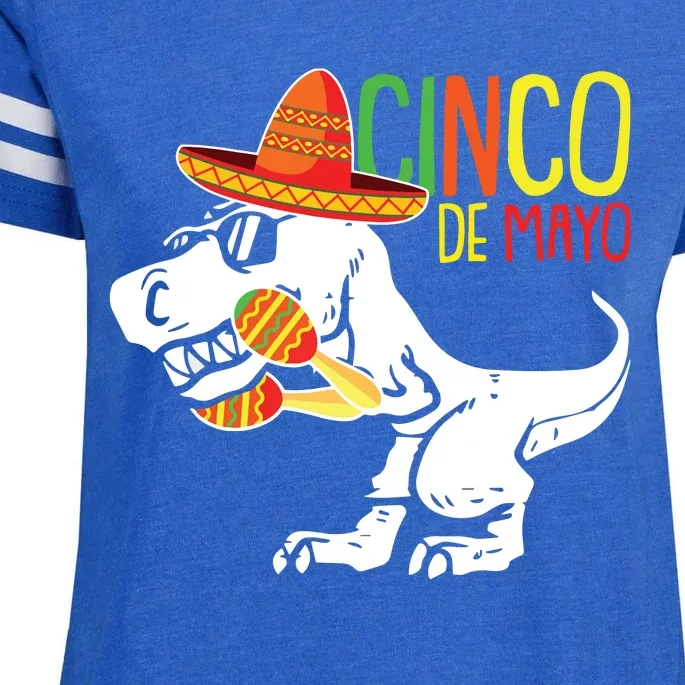 TRex Cinco De Mayo Cute Sombrero Dinosaur Mexican Party Enza Ladies Jersey Football T-Shirt