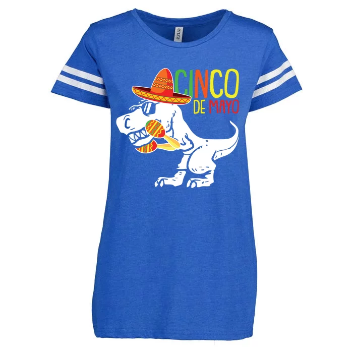 TRex Cinco De Mayo Cute Sombrero Dinosaur Mexican Party Enza Ladies Jersey Football T-Shirt