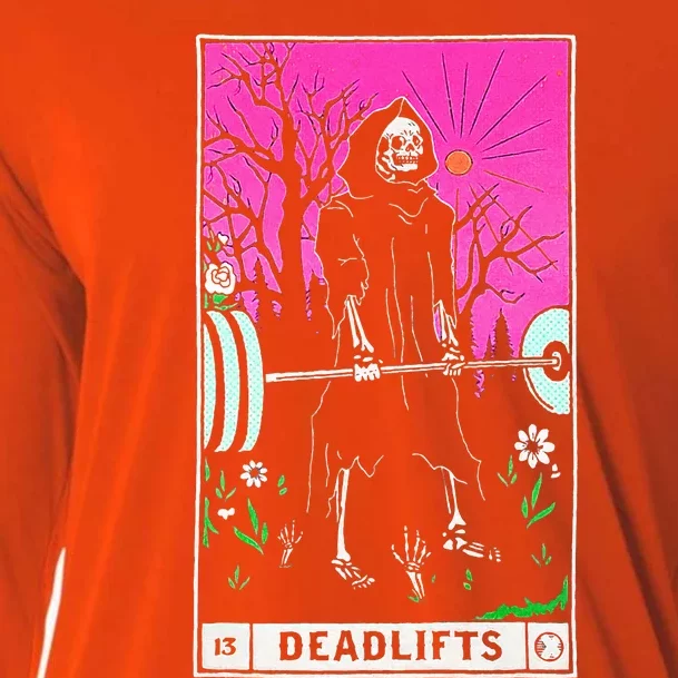 Tarot Card Deadlifts Gym Workout Occult Reader Cooling Performance Long Sleeve Crew