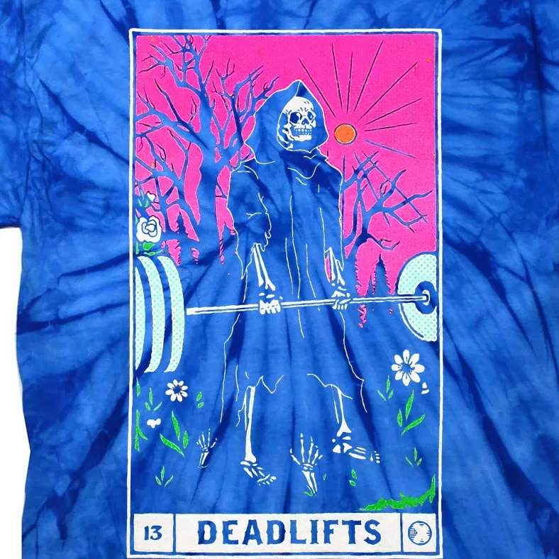 Tarot Card Deadlifts Gym Workout Occult Reader Tie-Dye T-Shirt