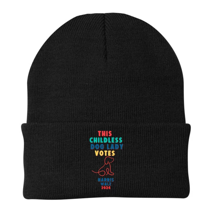 This Childless Dog Lady Votes Kamala Harris Walz 2024 Knit Cap Winter Beanie