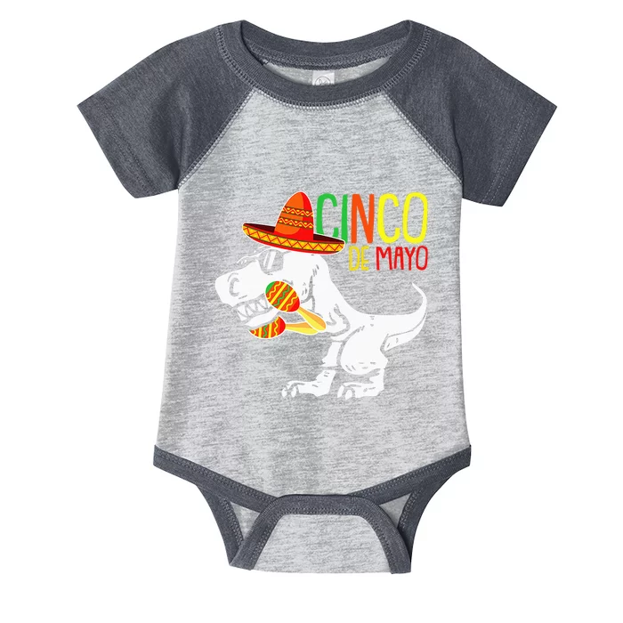 T-Rex Cinco De Mayo Cute Sombrero Dino-saur Mexican Party Infant Baby Jersey Bodysuit