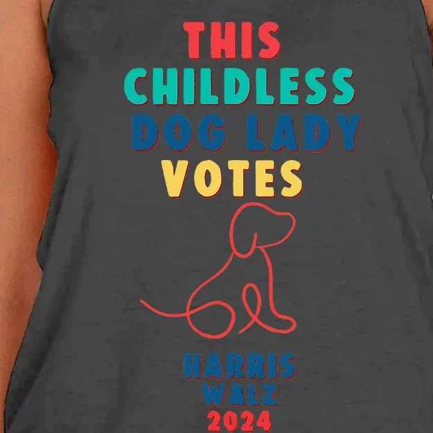 This Childless Dog Lady Votes Kamala Harris Walz Women's Knotted Racerback Tank