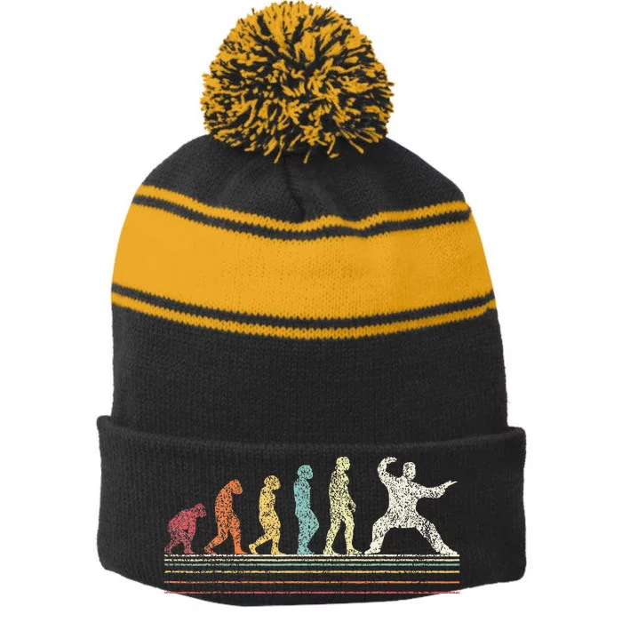 Tai Chi Evolution Chinese Martial Arts Stripe Pom Pom Beanie