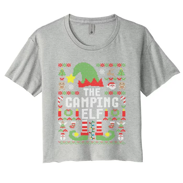 The Camping Elf Ugly Christmas Matching Family Group Great Gift Women's Crop Top Tee