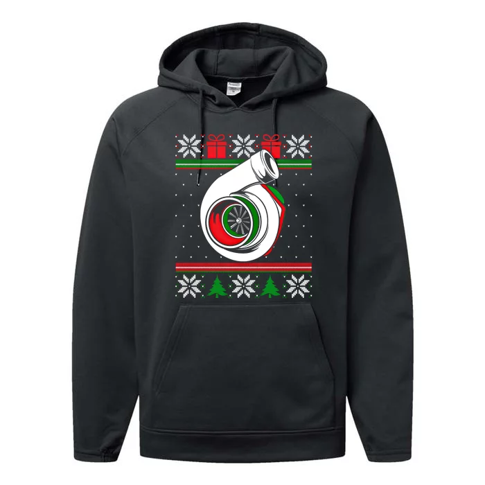 Turbo Car Enthusiast Ugly Christmas Mechanic Racing Drifting Gift Performance Fleece Hoodie