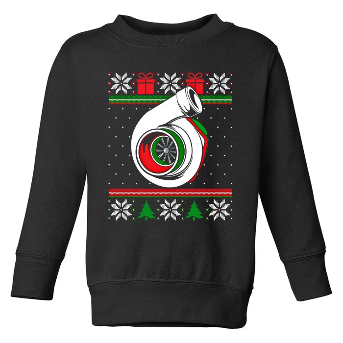 Turbo Car Enthusiast Ugly Christmas Mechanic Racing Drifting Gift Toddler Sweatshirt