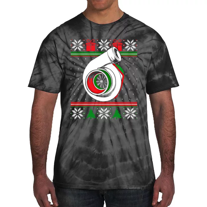 Turbo Car Enthusiast Ugly Christmas Mechanic Racing Drifting Gift Tie-Dye T-Shirt