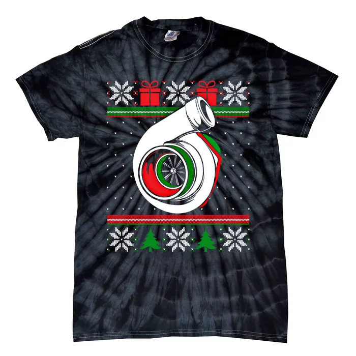 Turbo Car Enthusiast Ugly Christmas Mechanic Racing Drifting Gift Tie-Dye T-Shirt