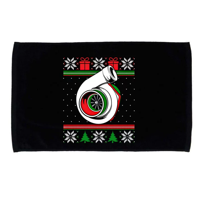 Turbo Car Enthusiast Ugly Christmas Mechanic Racing Drifting Gift Microfiber Hand Towel