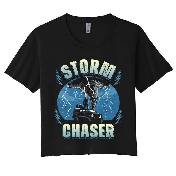 Tornado Chaser Extreme Weather Meteorologist Hunter Off Road Women's Crop Top Tee