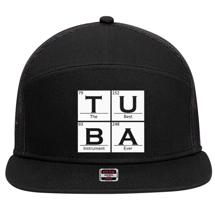 Tuba Chemistry Elements Tubist Jazz Music Tuba Player 7 Panel Mesh Trucker Snapback Hat