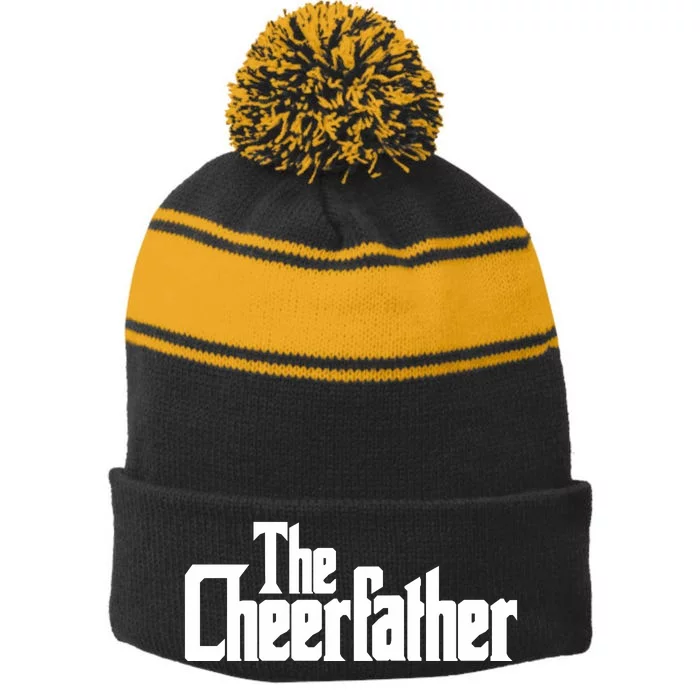 The Cheerfather Fathers Day Cheerleader Gift Stripe Pom Pom Beanie