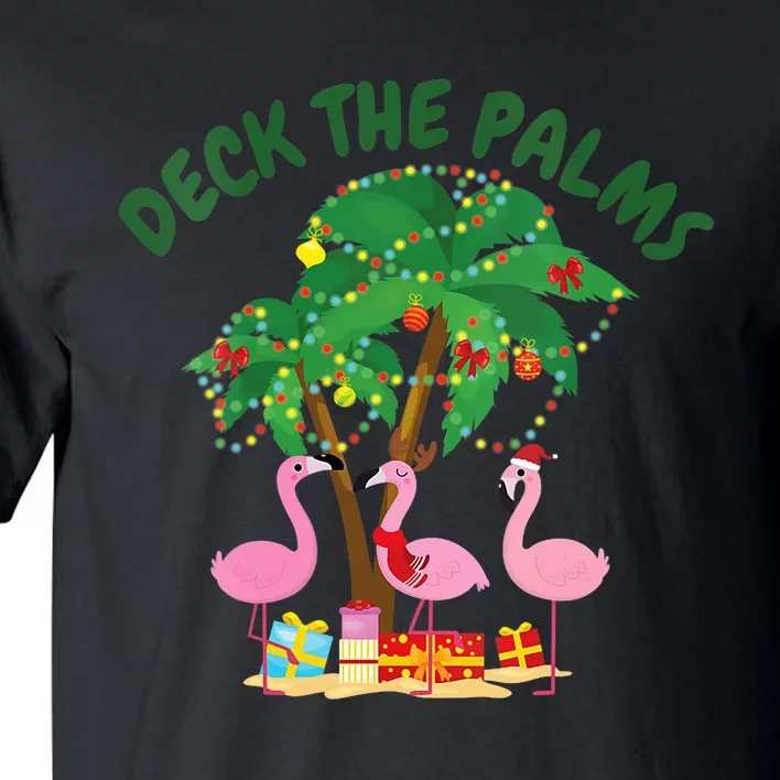 Tropical Christmas Florida Flamingo Deck The Palms Tall T-Shirt